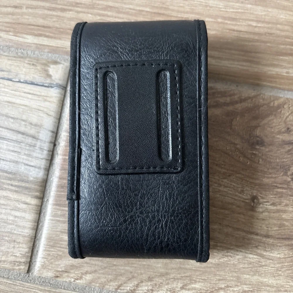 Aol Logo Black Leather Snap Camera Case Pouch